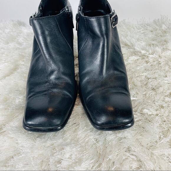 90s Black Square Toe Bootie Sz 8 Apostrophe Brand - Picture 10 of 10